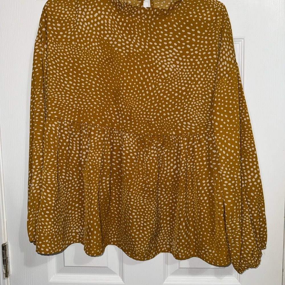 Hayden Girls Mustard Polka Dot Babydoll Blouse XL